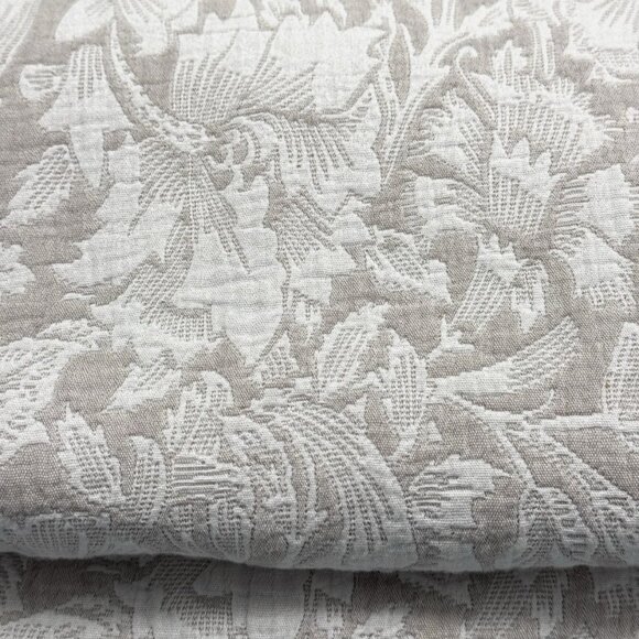 Morris & Co Luxury Taupe POPPY Shower Curtain Textured Floral Botanical Cotton - Picture 8 of 10